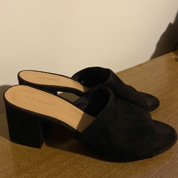 Faux suede black mule heels - Picture 3 of 3